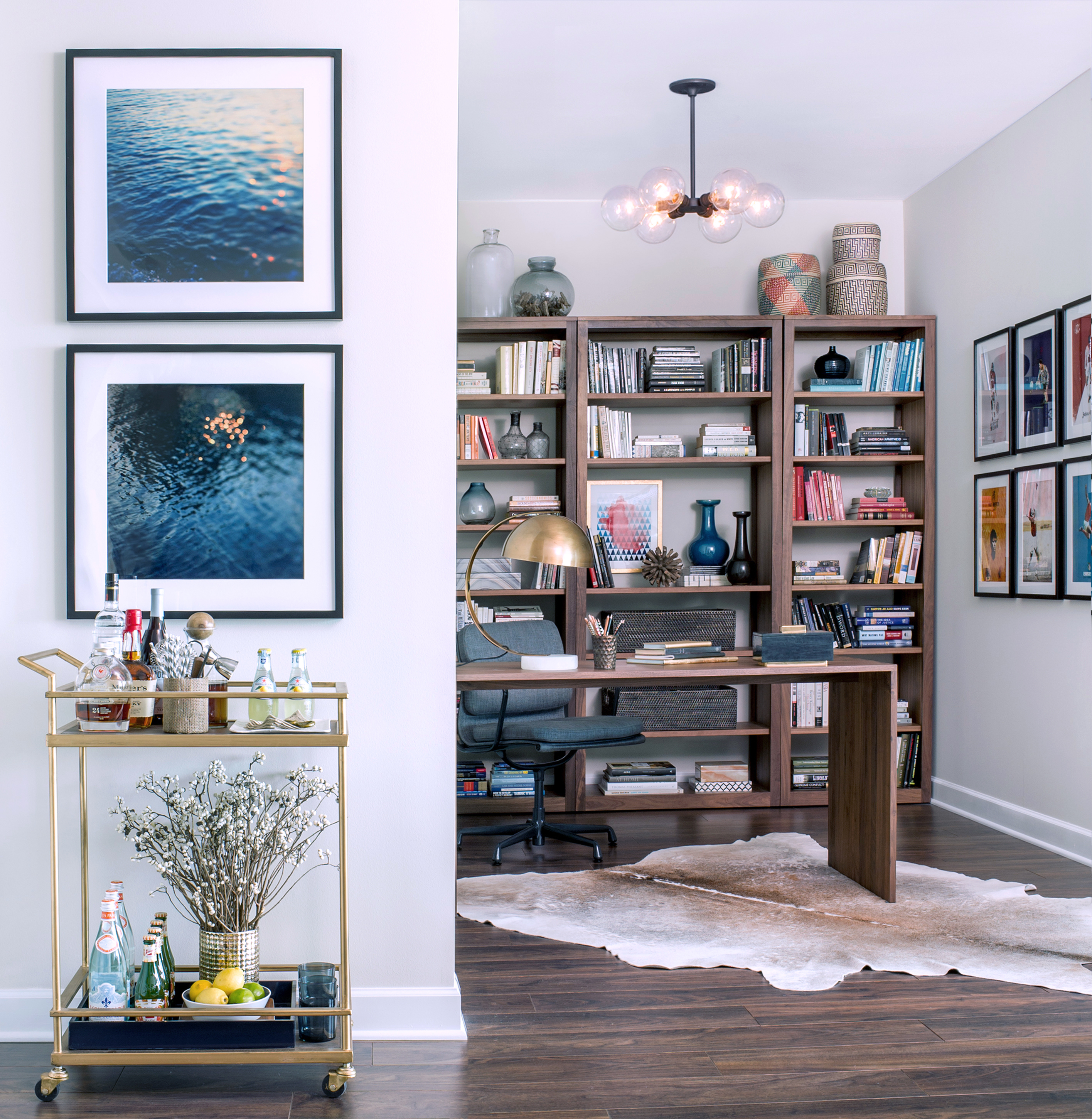small apartment organization ideas open shelving in home office by Jessica Lagrange