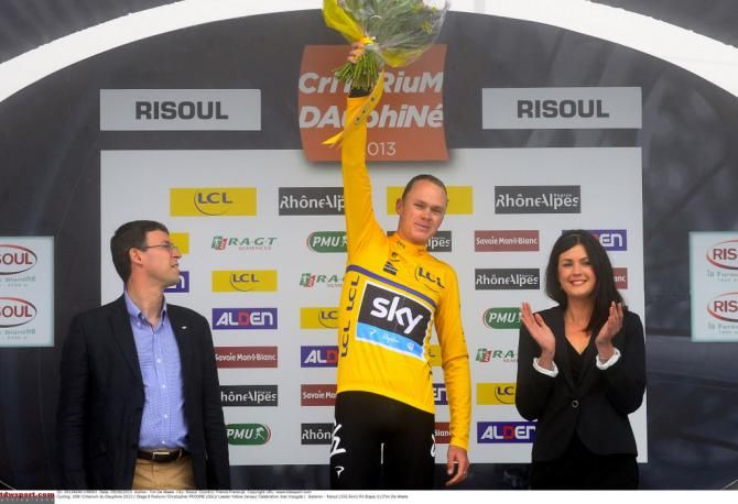 Chis Froome (Sky) celebrates victory