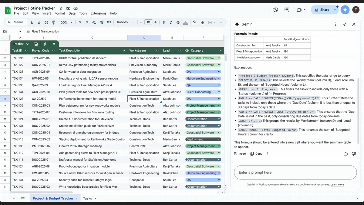 Gemini in Google Sheets can now explain and fix broken formulas