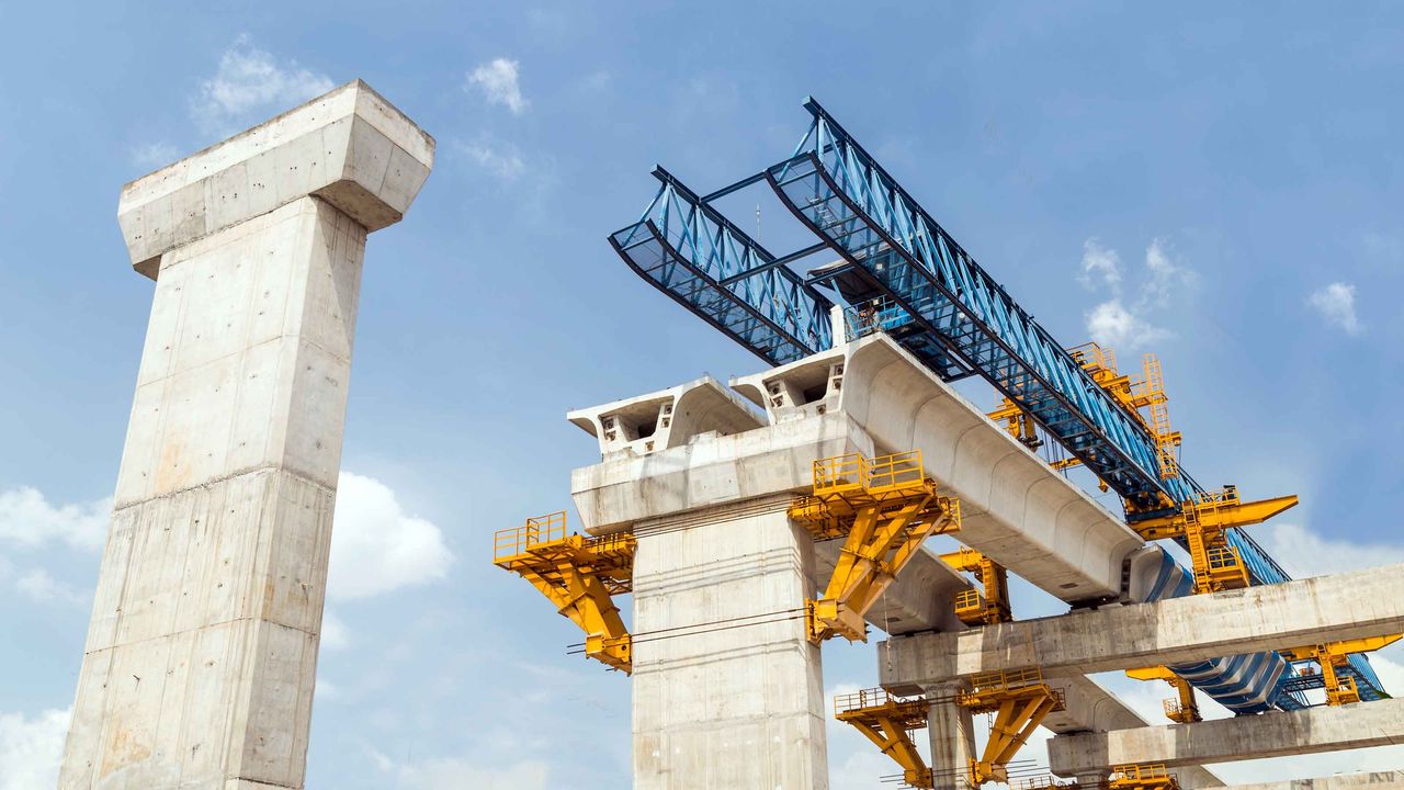 An elevated highway under construction