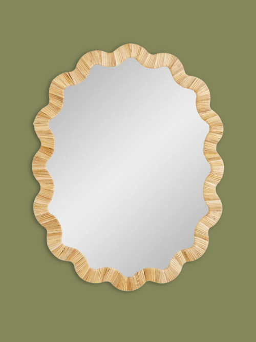 Rattan Wavy Wall Mirror