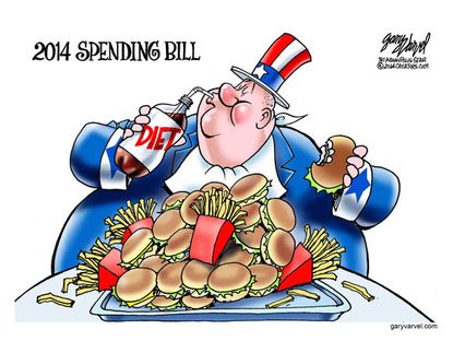 Political cartoon debt spending bill