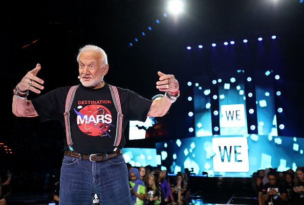 Buzz Aldrin speaks at WE Day Minnesota in 2016.