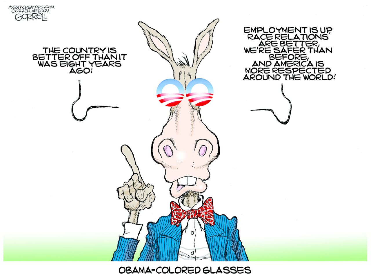 Political cartoon U.S. Barack Obama rosy vision