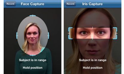 The app can be used for iris, face, fingerprint, and voice biometric capture.