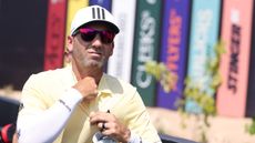 Sergio Garcia walks to the first tee on the third day of the LIV Golf Jeddah tournament