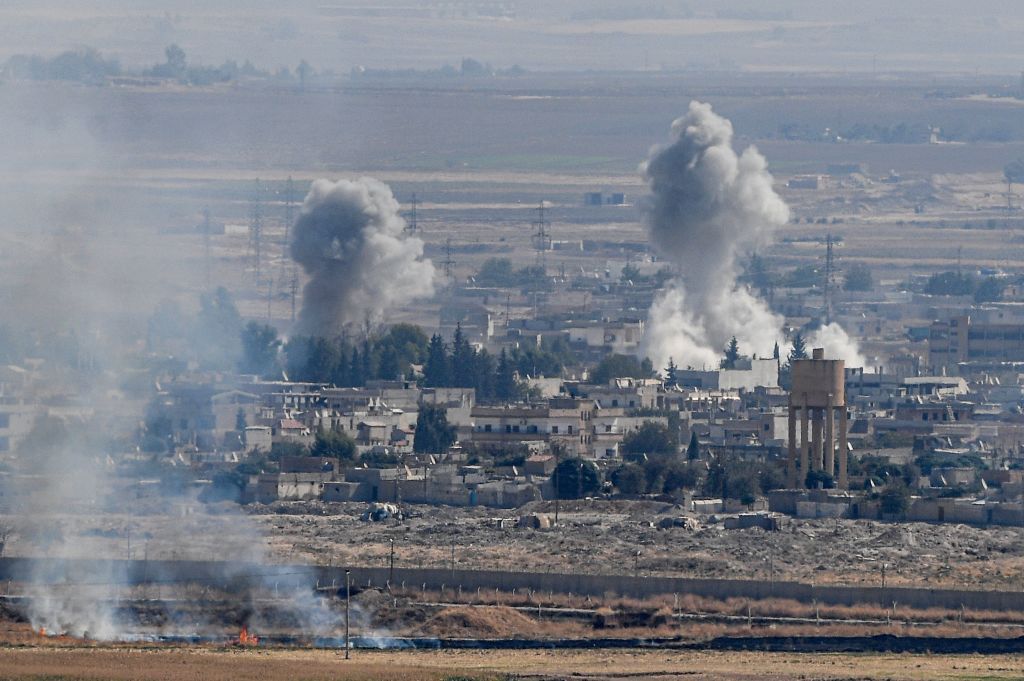 Smoke rises from Ras al Ain, Syria.