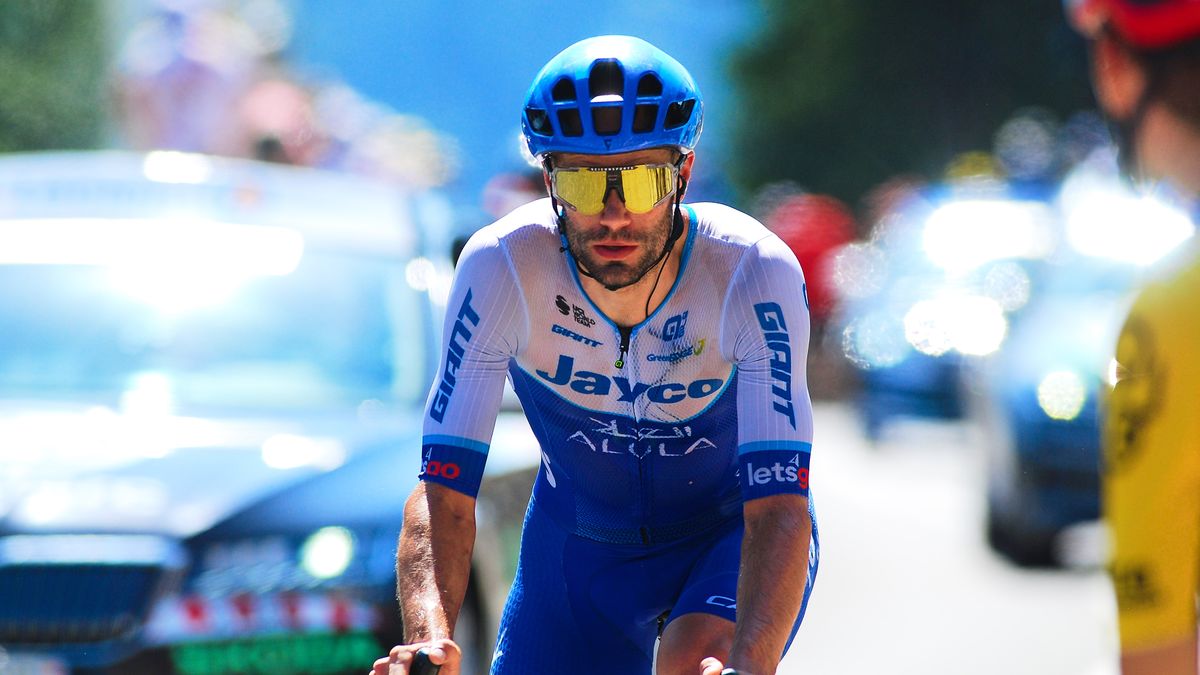 SAINT-GERVAIS MONT-BLANC, FRANCE - JULY 16: Luka Mezgec from Slovenia of Team Jayco Alula rides during stage fifteen of the 110th Tour de France 2023 a 179km stage from Les Gets les Portes du Soleil to Saint-Gervais Mont-Blanc on July 16, 2023 in Saint-Gervais Mont-Blanc, France. (Photo by Joan Cros Garcia - Corbis/Getty Images)