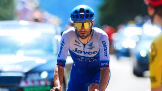 SAINT-GERVAIS MONT-BLANC, FRANCE - JULY 16: Luka Mezgec from Slovenia of Team Jayco Alula rides during stage fifteen of the 110th Tour de France 2023 a 179km stage from Les Gets les Portes du Soleil to Saint-Gervais Mont-Blanc on July 16, 2023 in Saint-Gervais Mont-Blanc, France. (Photo by Joan Cros Garcia - Corbis/Getty Images)