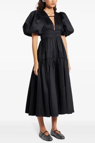 Pleated Chiffon Midi Dress