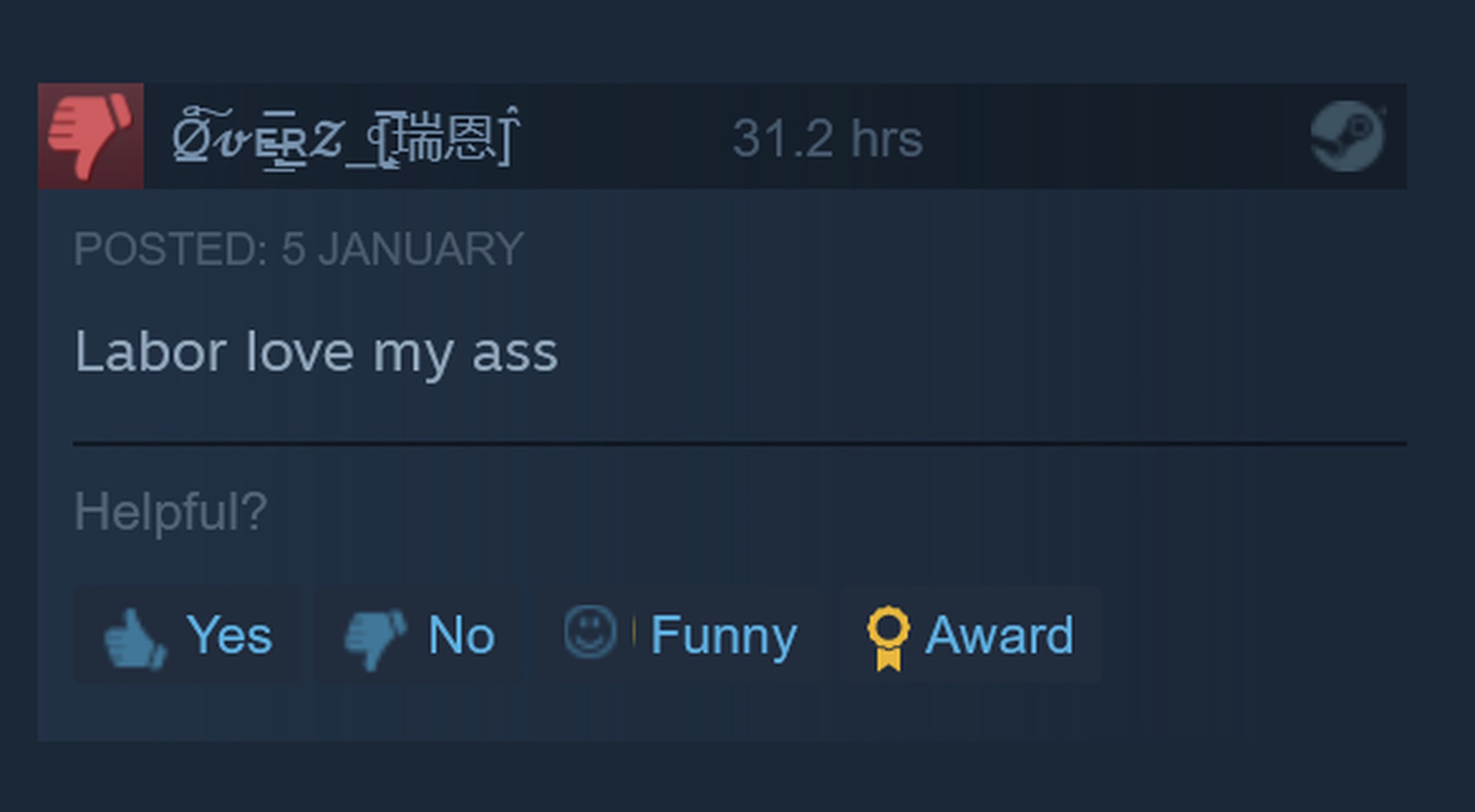 Cyberpunk 2077 Steam user review