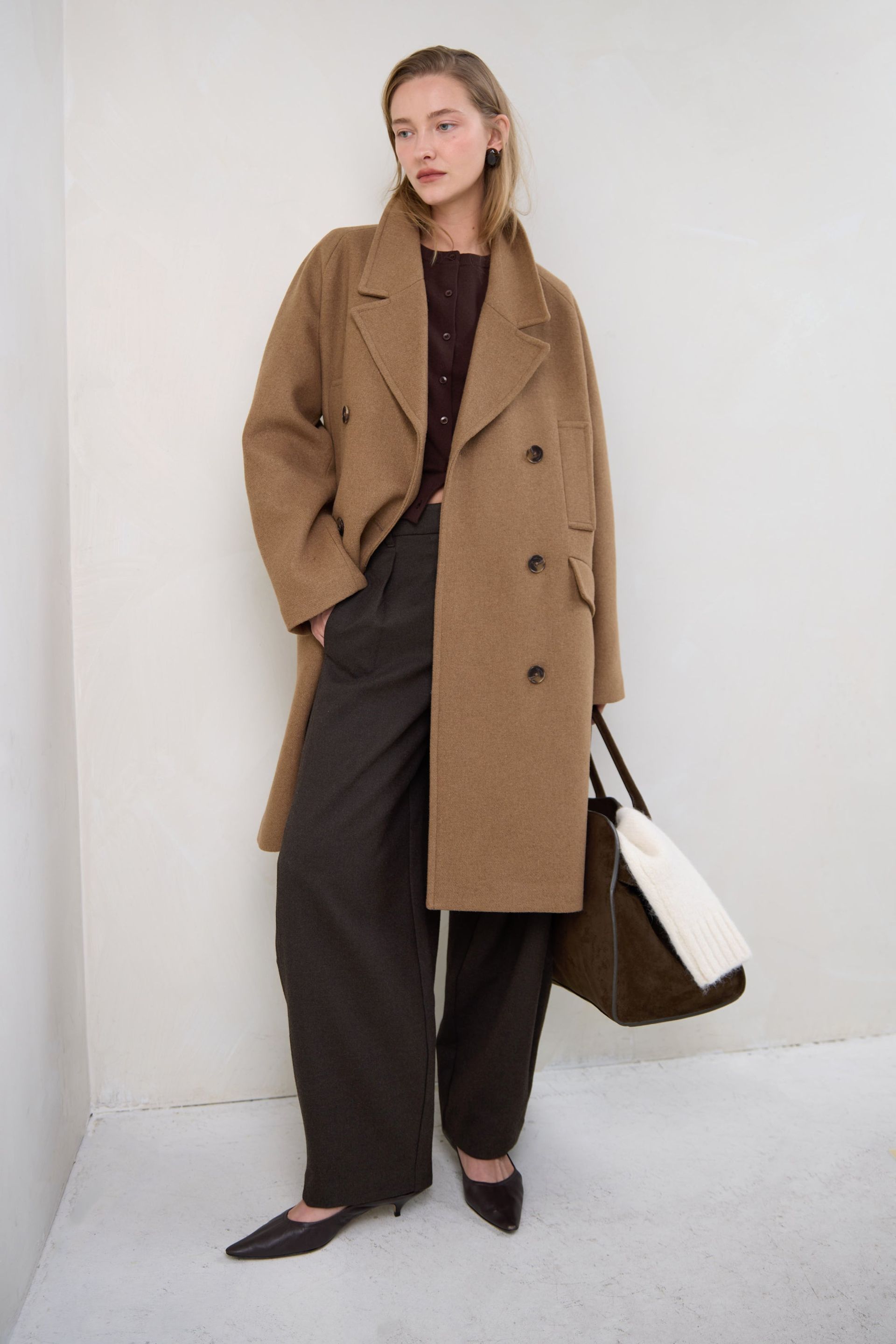 Oversized Wool-Blend Double-Breasted Coat