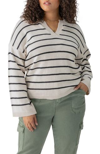 Chill Vibes Striped V-Neck Cotton Sweater