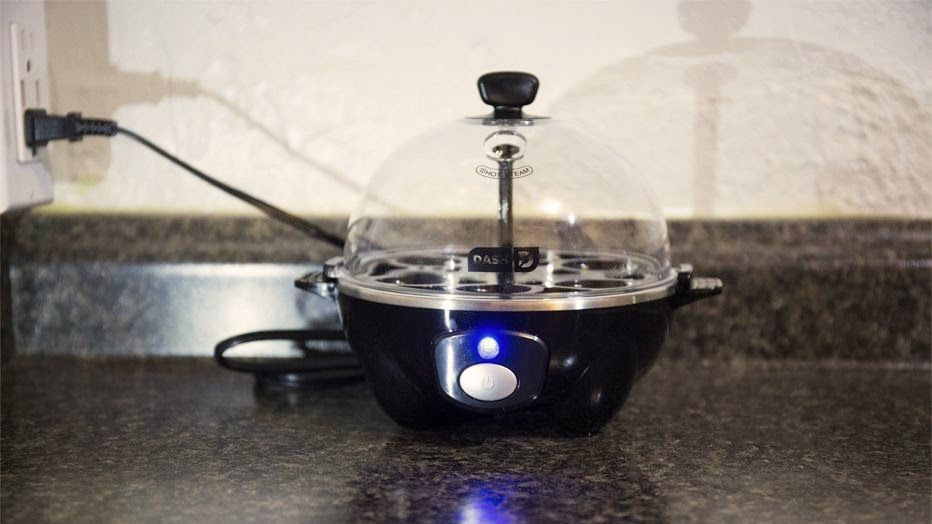 DASH Rapid Egg Cooker being tested in writer's home