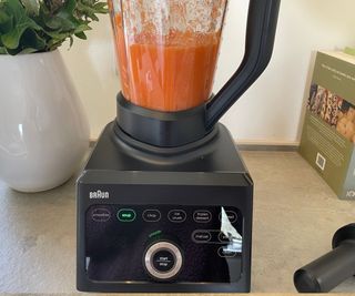 Braun TriForce Power Blender making carrot soup