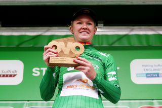 Stage 1 winner and overall leader Jolien D'Hoore at the Ovo Women's Tour