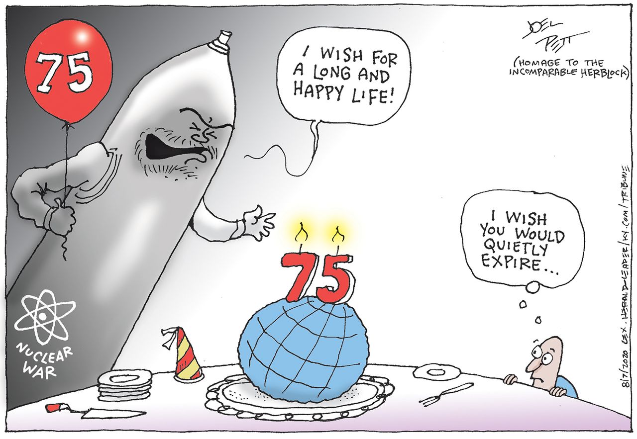 Editorial Cartoon World Hiroshima Nagasaki 75 years atomic bomb