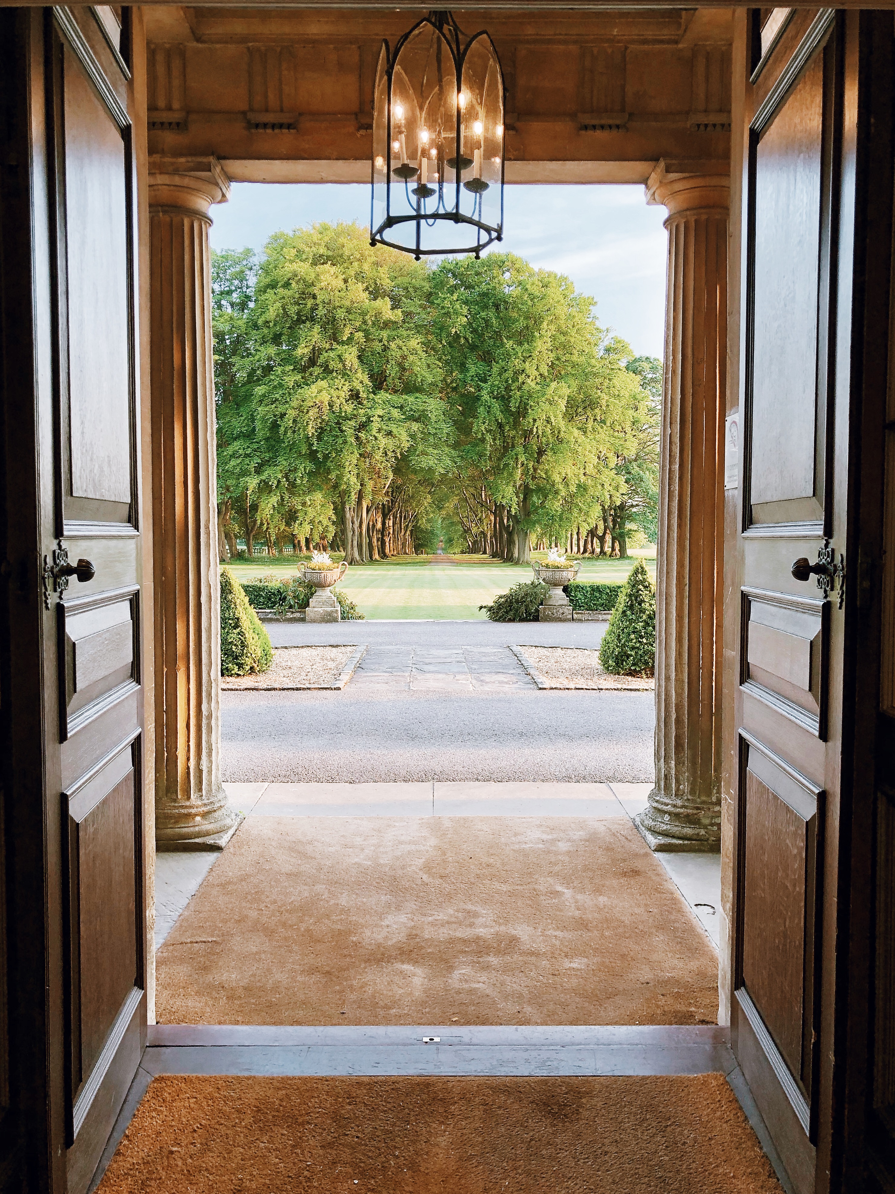 The entryway to the Lucknam Park hotel