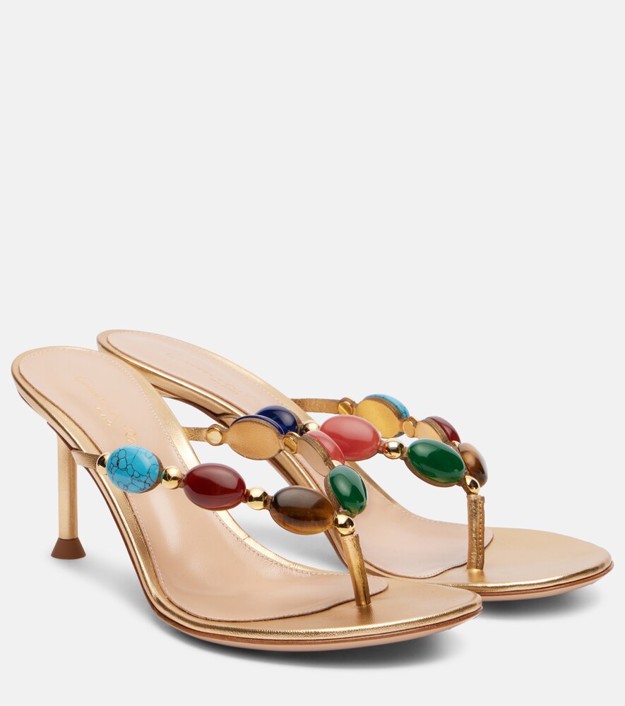 Shanti Embellished Leather Thong Sandals