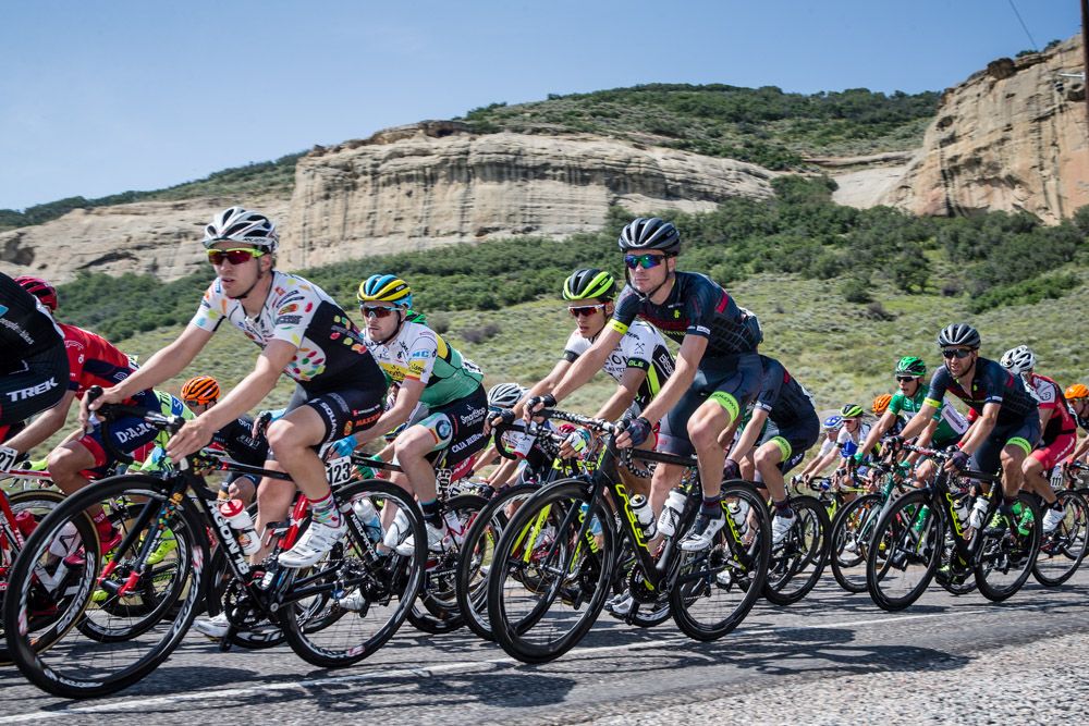 Riders take a corner during todays stage