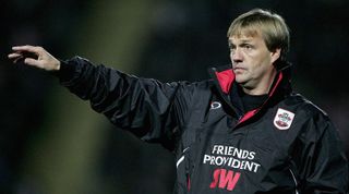 WATFORD, ENGLAND - NOVEMBER 9: Steve Wigley manager of Southampton during the Carling Cup Fourth round match between Watford and Southampton at Vicarage Road on November 9, 2004 in Watford, England. (Photo by Phil Cole/Getty Images)