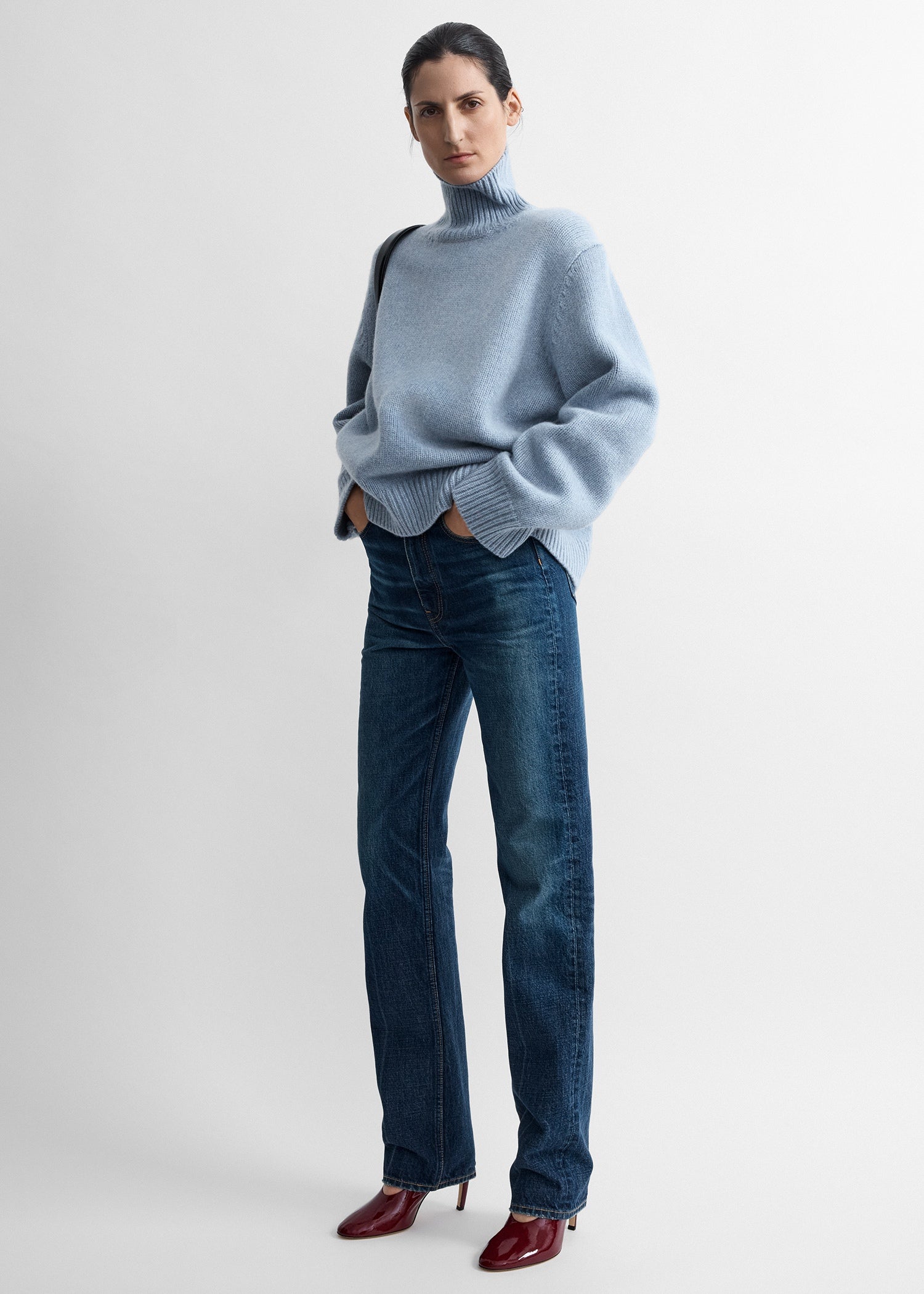 Oversized Lambswool Turtleneck Vintage Blue - Xxs