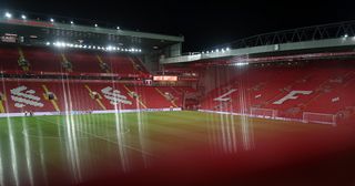 Liverpool stadium Anfield: General view inside the stadium prior to the Emirates FA Cup Third Round match between Liverpool FC and Wolverhampton Wanderers at Anfield on January 07, 2023 in Liverpool, England.