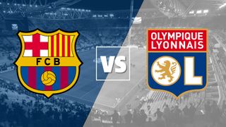 Barcelona vs Lyon badges for the Women's Champions League Final