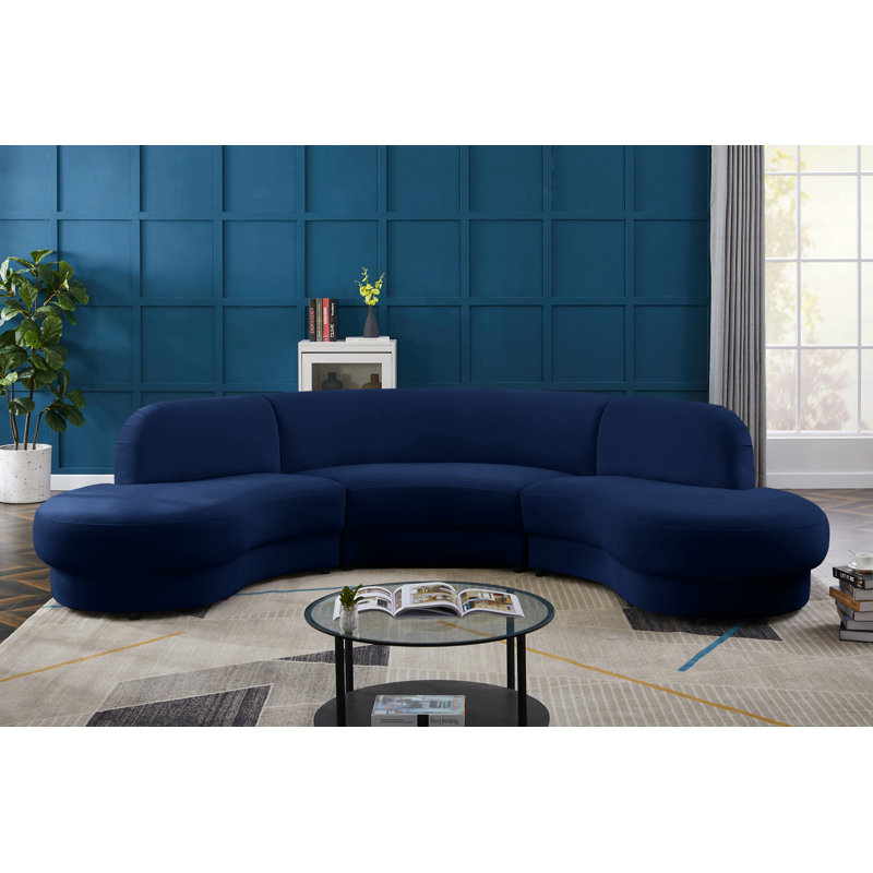 Everly Quinn 135&quot; Wide Velvet Symmetrical Corner Sectional &amp;amp; Reviews | Wayfair