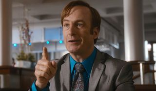 Saul pointing and looking happy Better Call Saul
