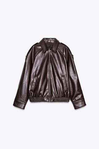 Faux Leather Bomber Jacket