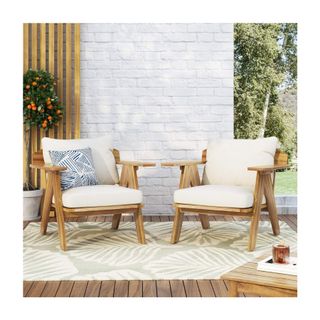 outdoor chairs with white cushions