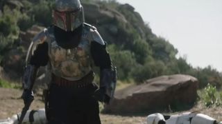 Boba Fett battling stormtroopers in The Mandalorian