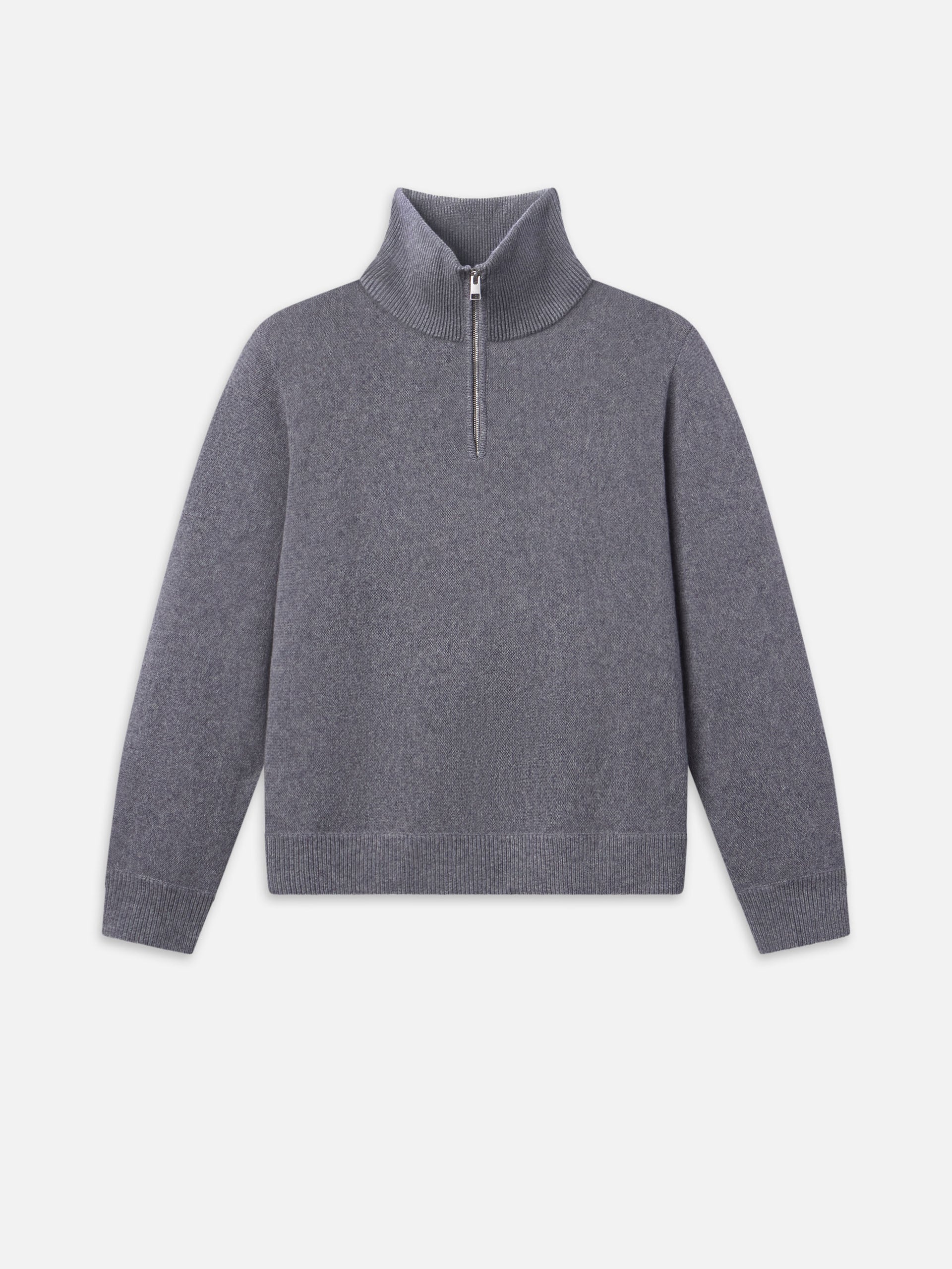 Zip Up Wool Sweater -- Grey Melange - Grey Melange / Xs