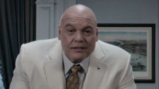 Kingpin looking into camera during public address in Daredevil: Born Again