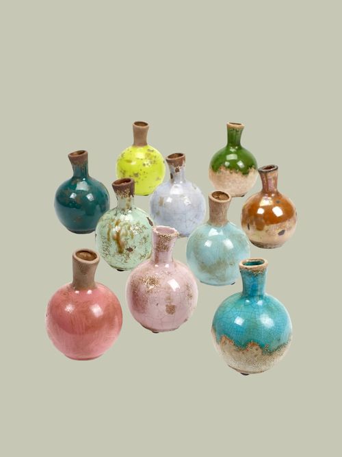 Pastels Small Assorted Earthenware Bottle Vase