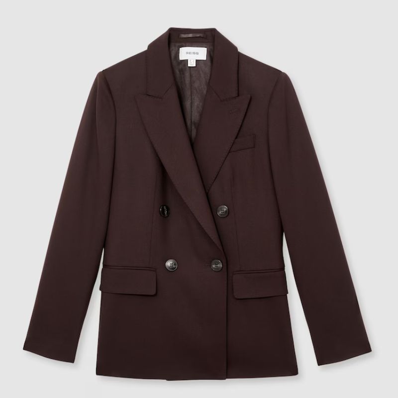 Reiss, Solene Wool-Blend Double-Breasted Suit Blazer