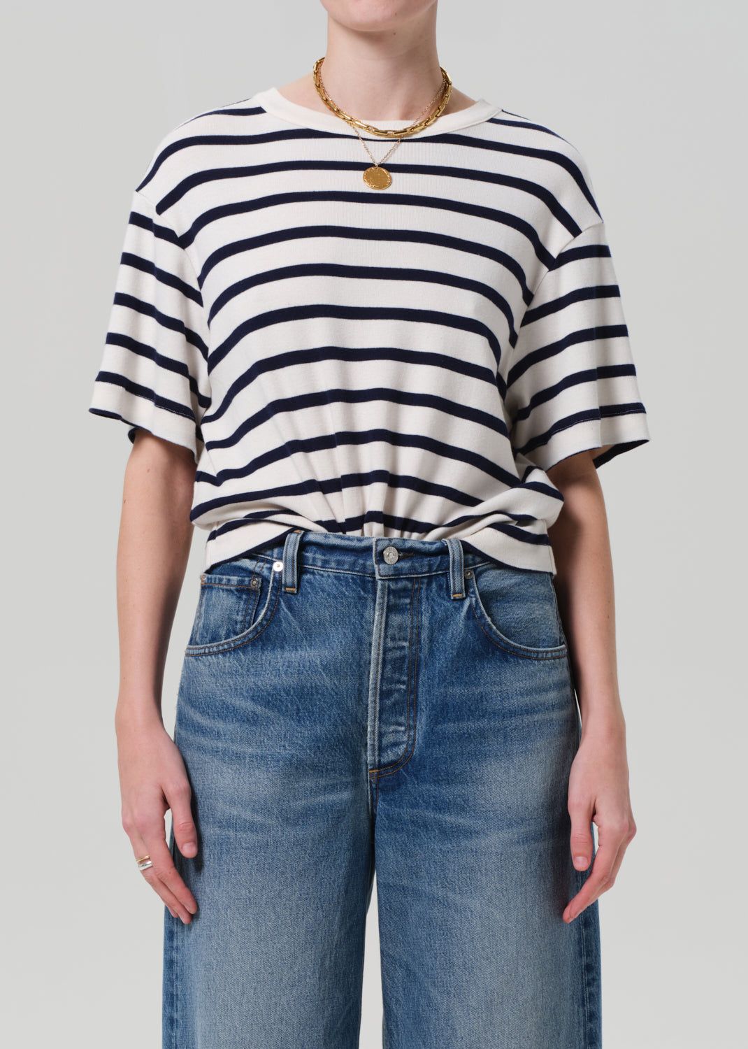 Goldie Tee in Azure Stripe - Xs / Azure Stripe