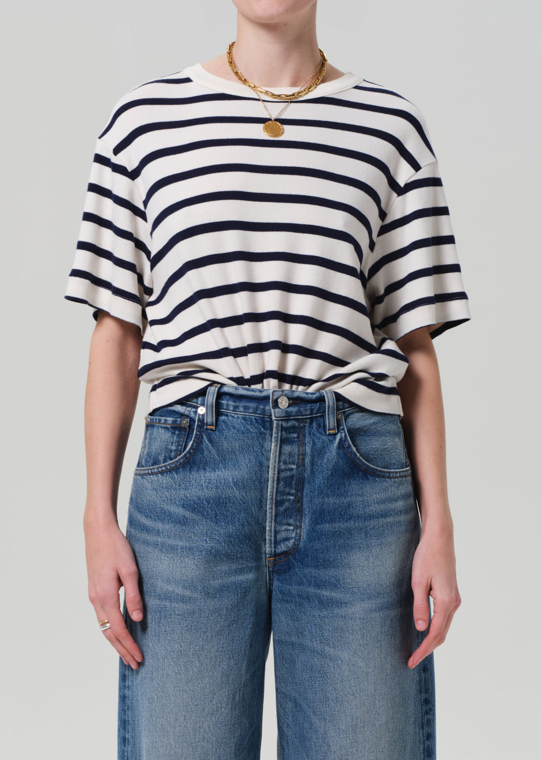 Goldie Tee in Azure Stripe - Xs / Azure Stripe