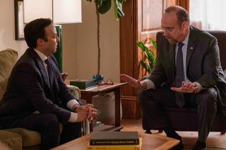 Danny Strong as Todd Krakow and Paul Giamatti as Chuck Rhoades in 'Billions'