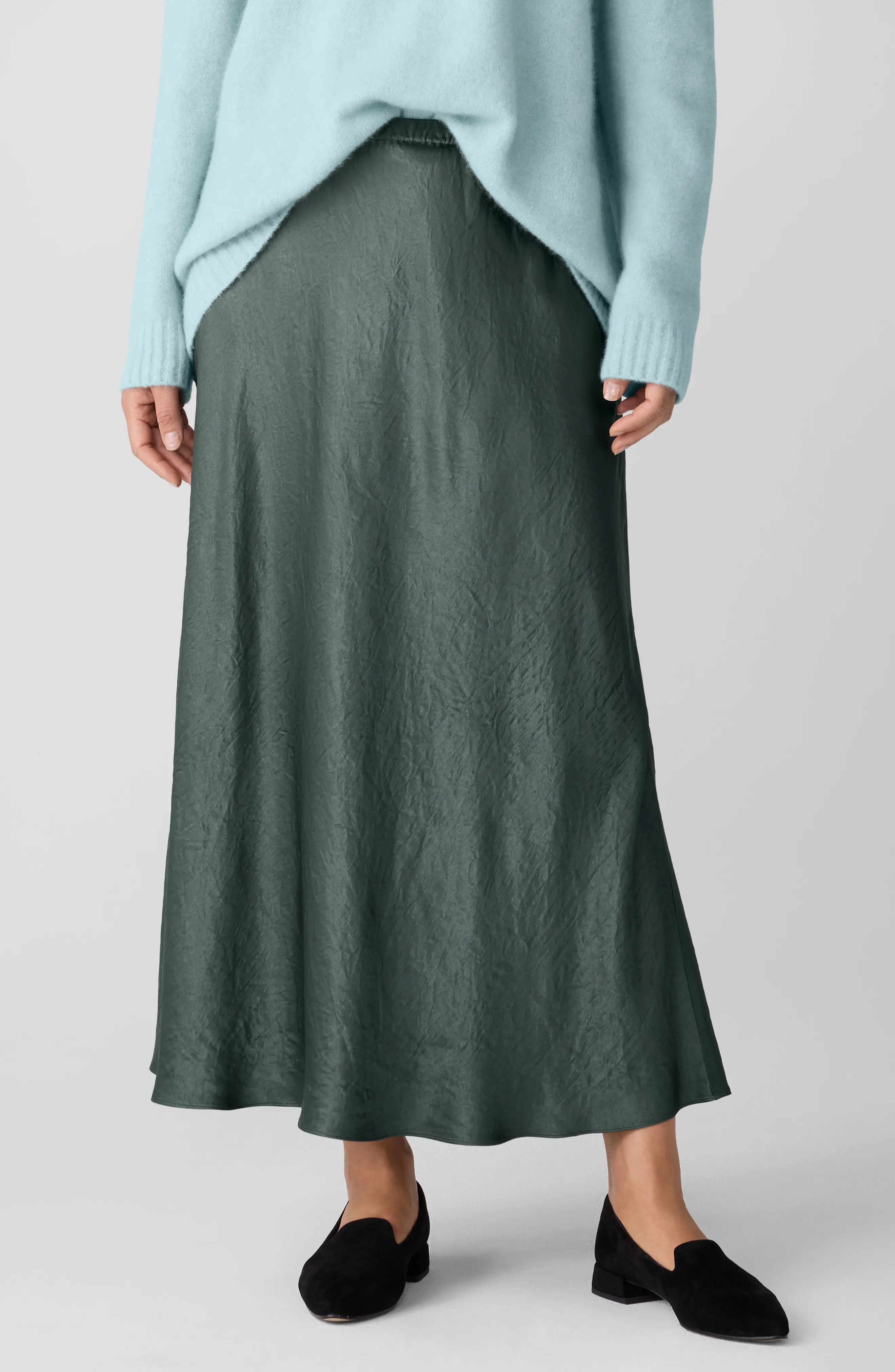 Eileen Fisher, Crinkle Satin Bias Skirt