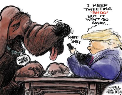 Political cartoon U.S. Trump Russia investigation Twitter