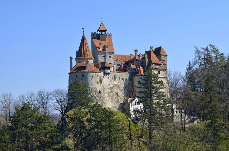 a view of Bran Castle, or Dracula&#039;s Castle, in Transylvania.