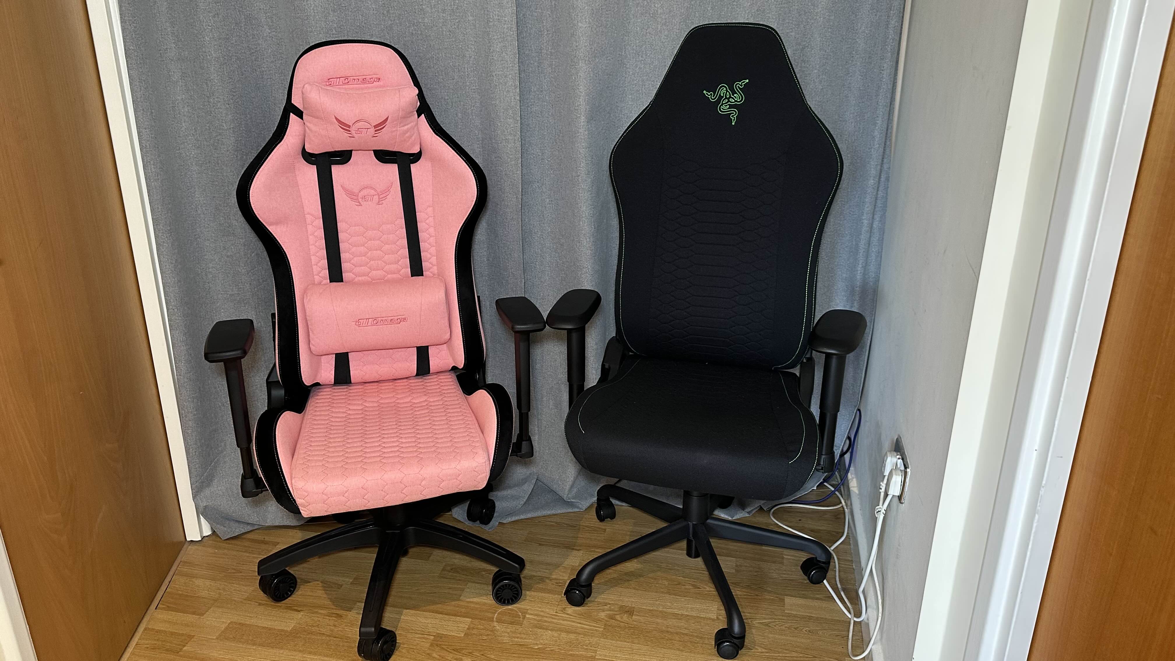 The GT Omega Pro Series Gen 2 next to the Razer Iskur V2 X