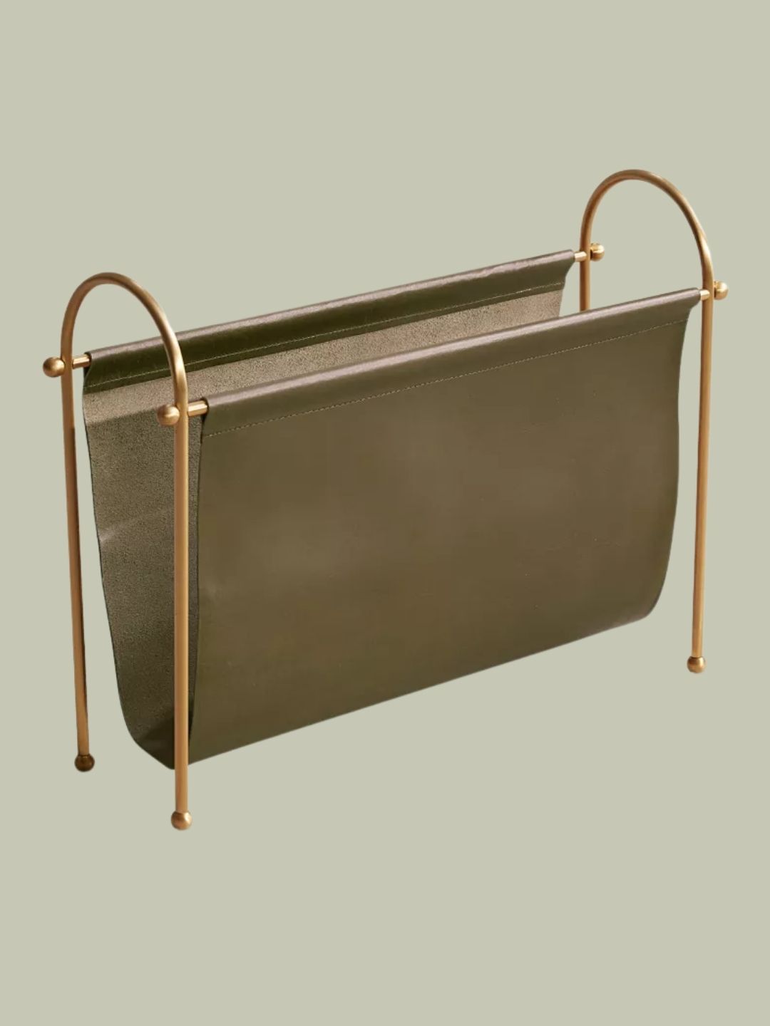 SOHO HOME, Meard Leather and Brass Magazine Rack