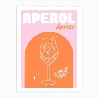 A pink and orange Aperol spritz art print