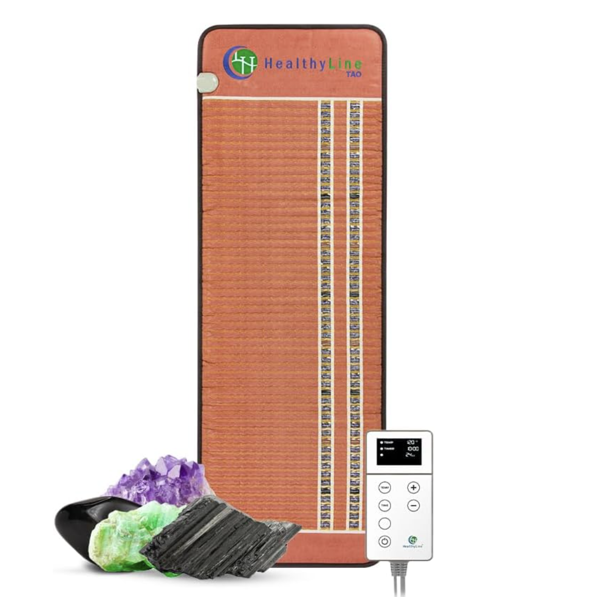 РЕМf Far Infrared Heating Pad - Biomat for Pain Relief and Healing - Pulsed Electromagnetic Field Therapy - Full Body Mat Auto Shut Off - Amethyst, Tourmaline and Obsidian Gemstones