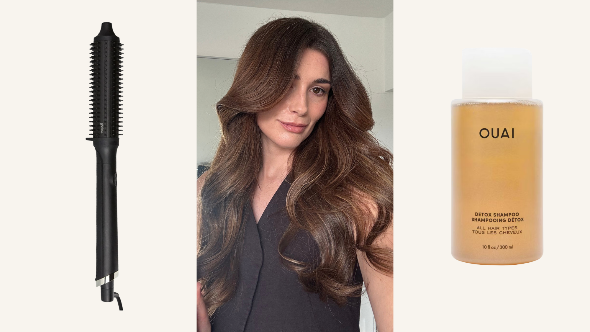 A collage with a photo of beauty editor Eleanor Vousden and her favourite volume boosting hair products in the Amazon Prime Day Big Deals Day sale for 2026