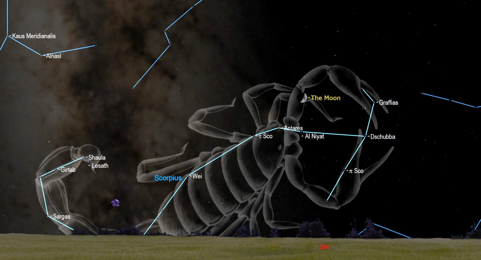 septiembre de 2021 Cielo nocturno Half-Moon sobre Antares