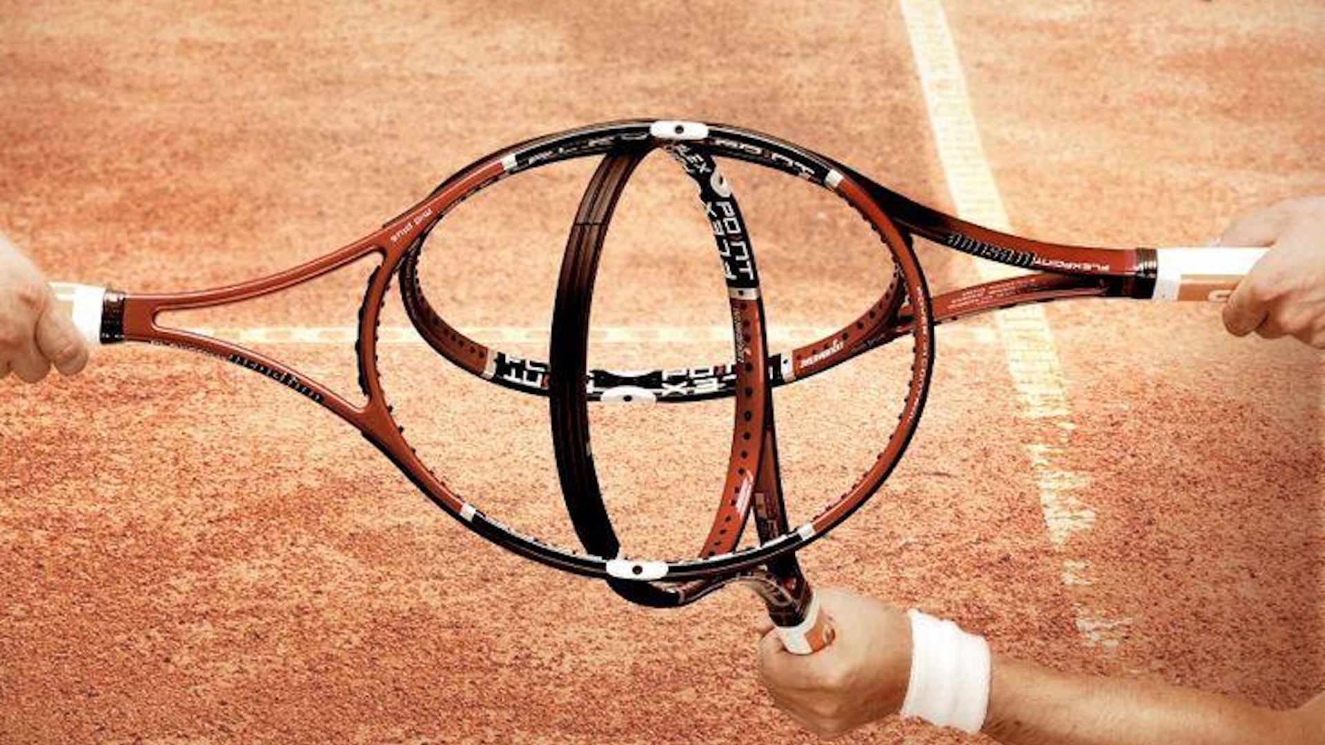 Toyota print ad featuring the Toyota logo made out of tennis rackets